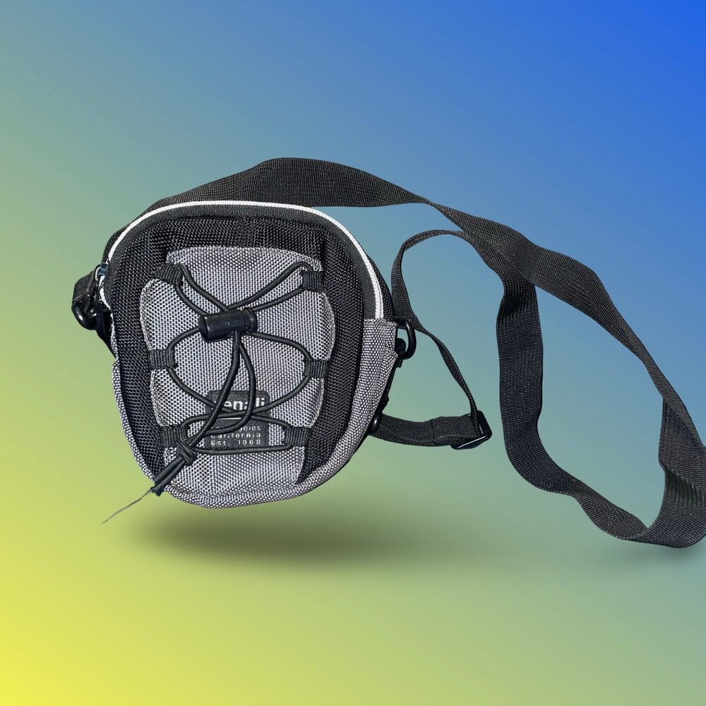 Denali Mini Crossbody Utility Bag Grey Black Bungee Cord Outdoor Pack Vintage